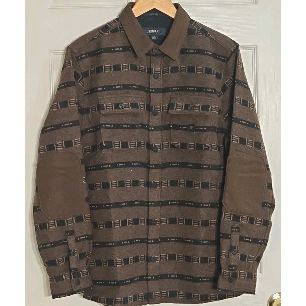 Roark Flannel Shirt SMALL Nordsman Wool Blend Long Sleeve Brown Wagara Coffee